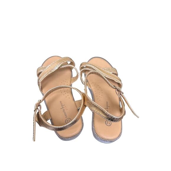 Nanette Lepore US 12 GIRLS Gold Criss Cross Ankle Strappy Sandals Vacation Beach - Picture 7 of 11